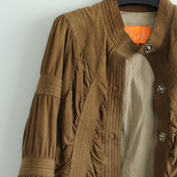 Woman's Suede Button-up Jacket w/ Mameluke Sleeve - Picture 1 of 5